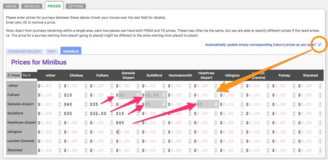 Auto-enter return prices