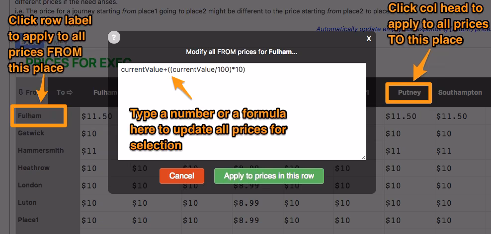 Bulk Price Updates