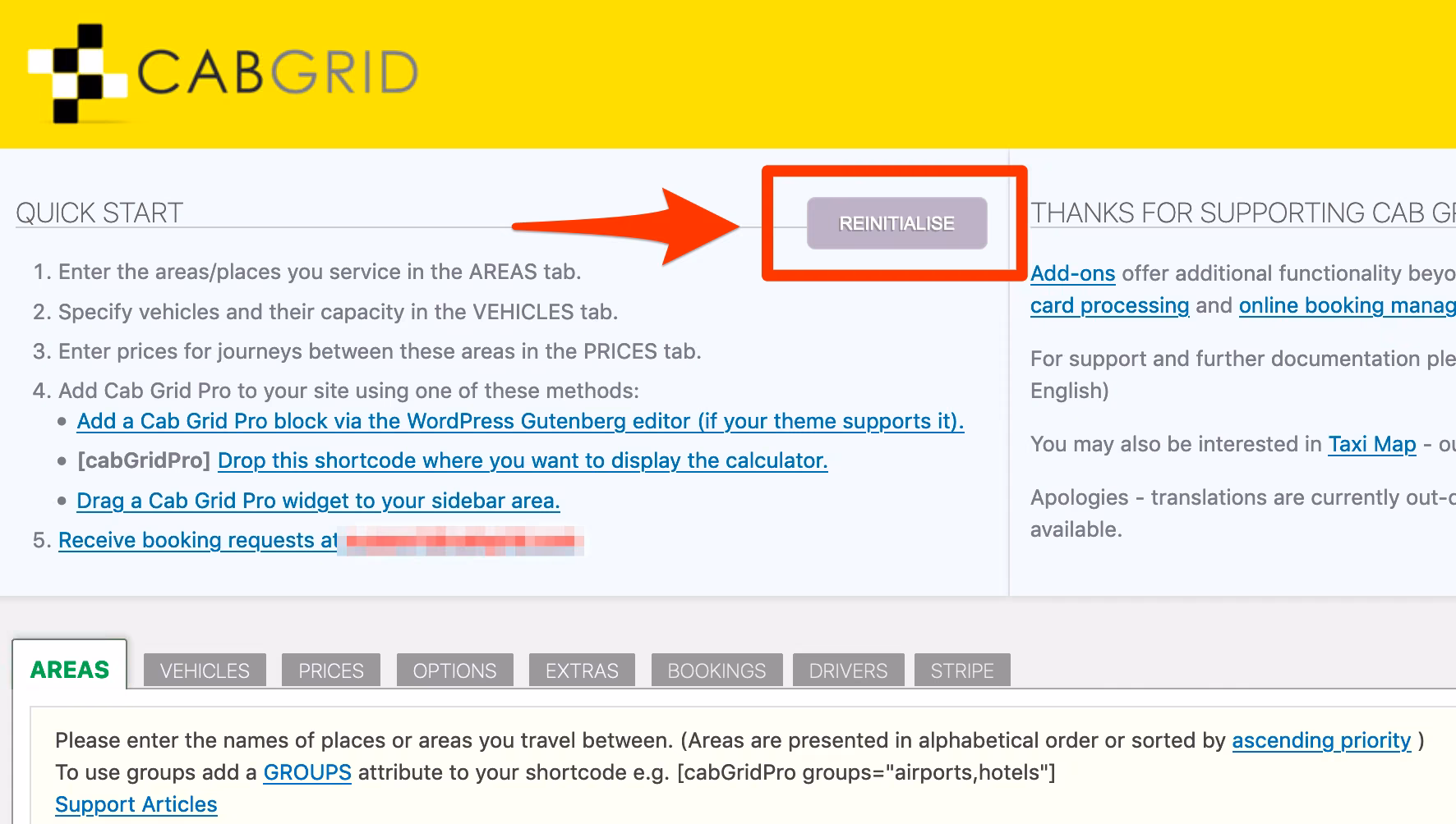 Re-initialise/Reset CabGrid Pro to solve layout or loading errors