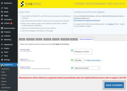 CabGird WooCommerce Add-on